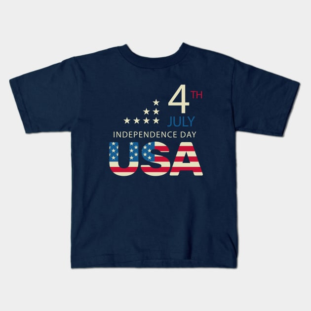 happy 4th of July usa flag independence day Kids T-Shirt by osaya
